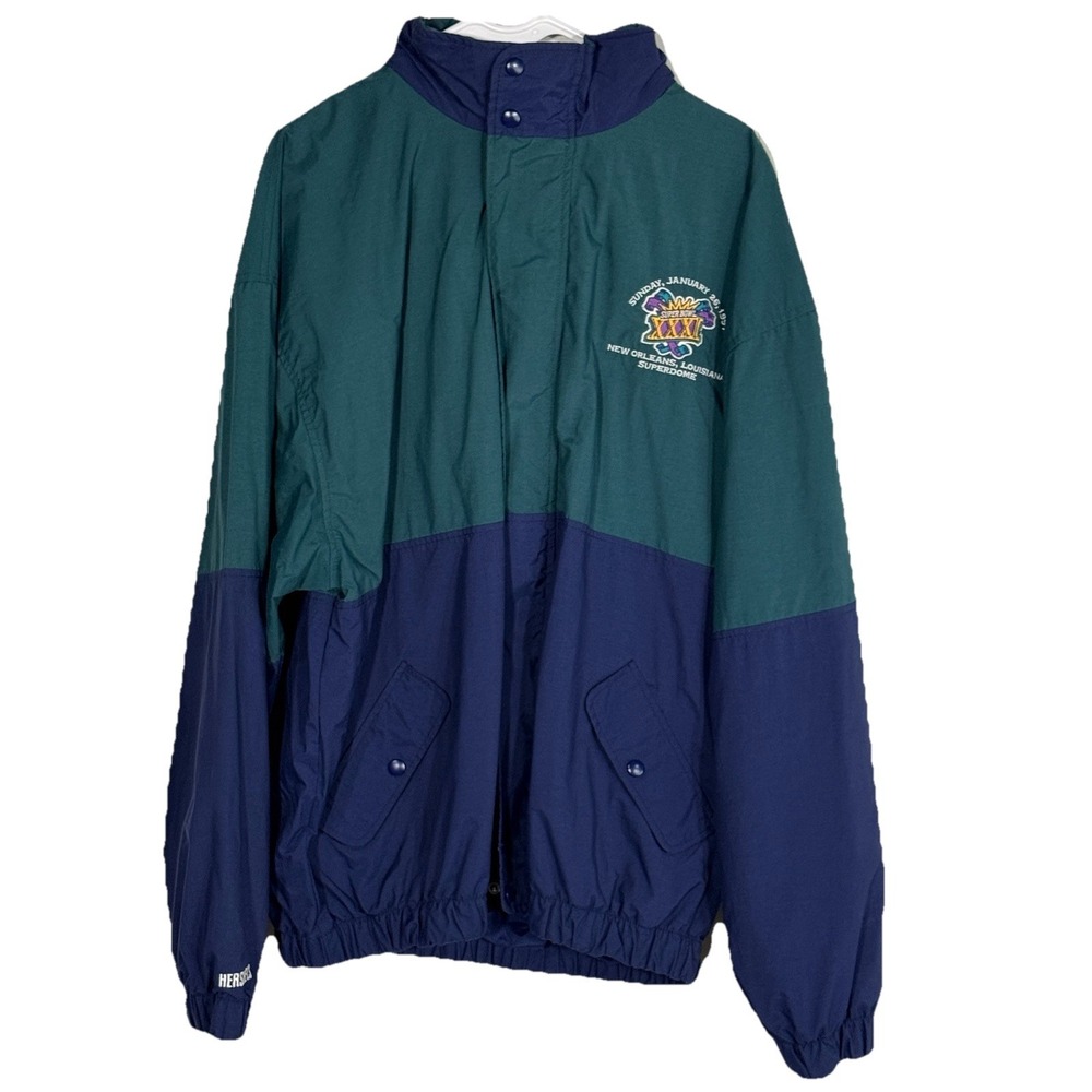 Vintage Super Bowl XXXI Jacket XL Gear For Sports Windbreaker NFL 1997 Packers